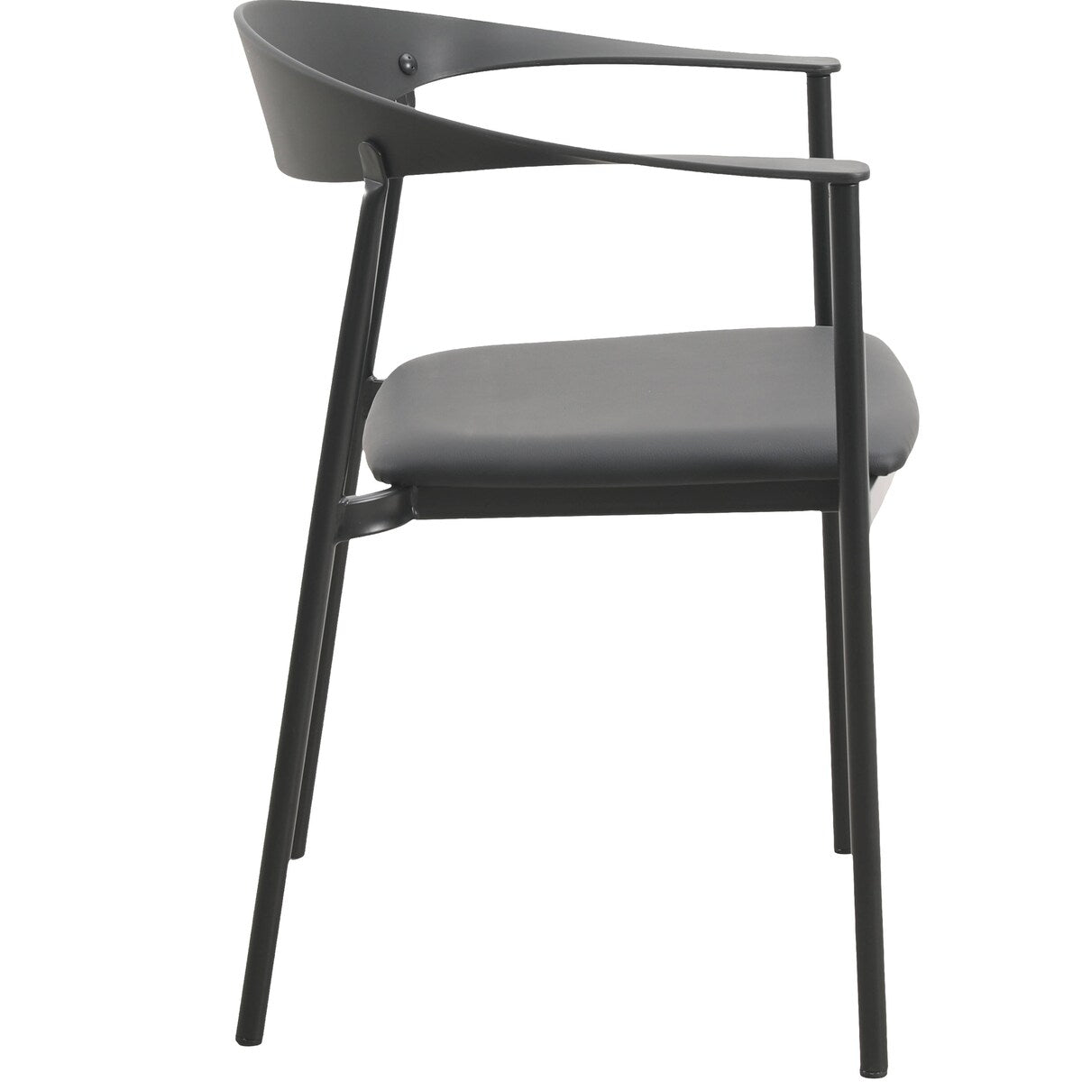 Kora Upholstered Faux Leather Dining Arm Chair with Powder Coated Steel Legs by LeisureMod