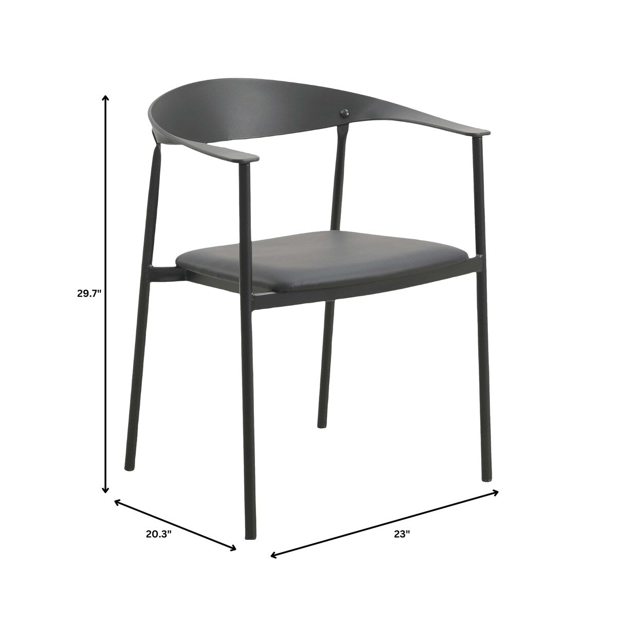 Kora Upholstered Faux Leather Dining Arm Chair with Powder Coated Steel Legs by LeisureMod
