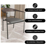 Kora Upholstered Faux Leather Dining Arm Chair with Powder Coated Steel Legs by LeisureMod