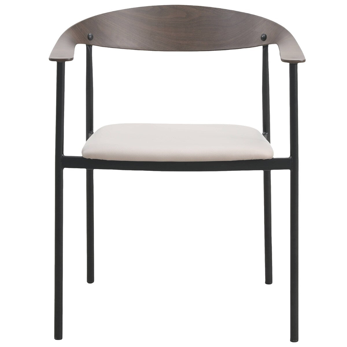 Kora Upholstered Faux Leather Dining Arm Chair with Powder Coated Steel Legs by LeisureMod