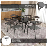 Kora Upholstered Faux Leather Dining Arm Chair with Powder Coated Steel Legs by LeisureMod