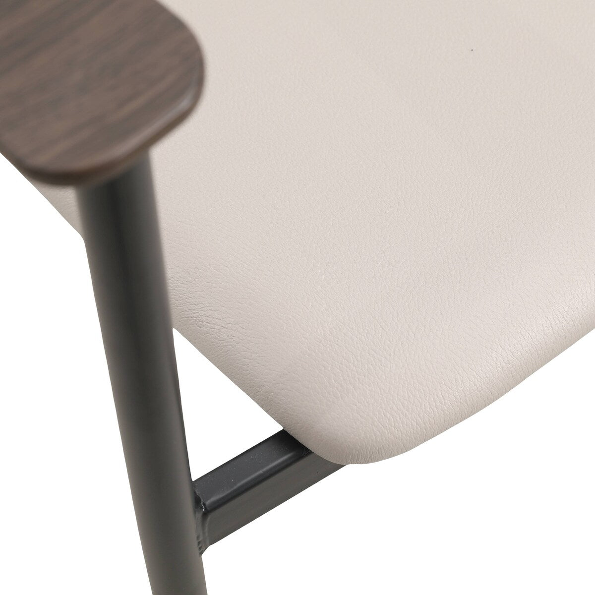 Kora Upholstered Faux Leather Dining Arm Chair with Powder Coated Steel Legs by LeisureMod