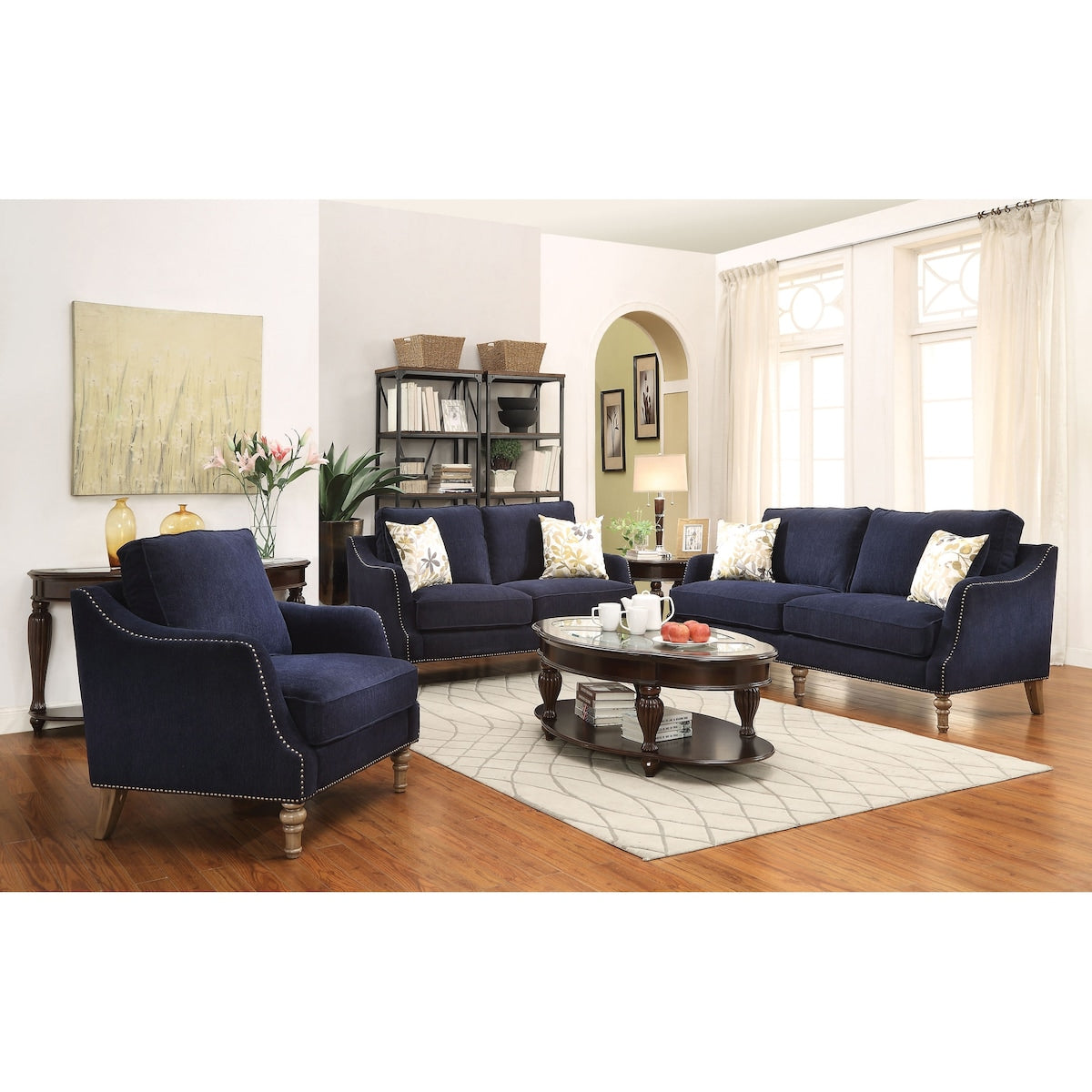 Korianne Traditional Blue 2-piece Living Room Set