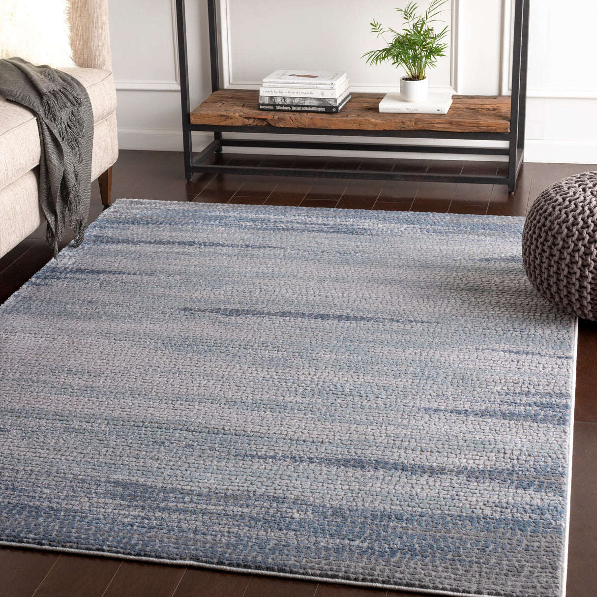 Kota Navy & Grey Modern Abstract Area Rug - 5'3" x 7'3"