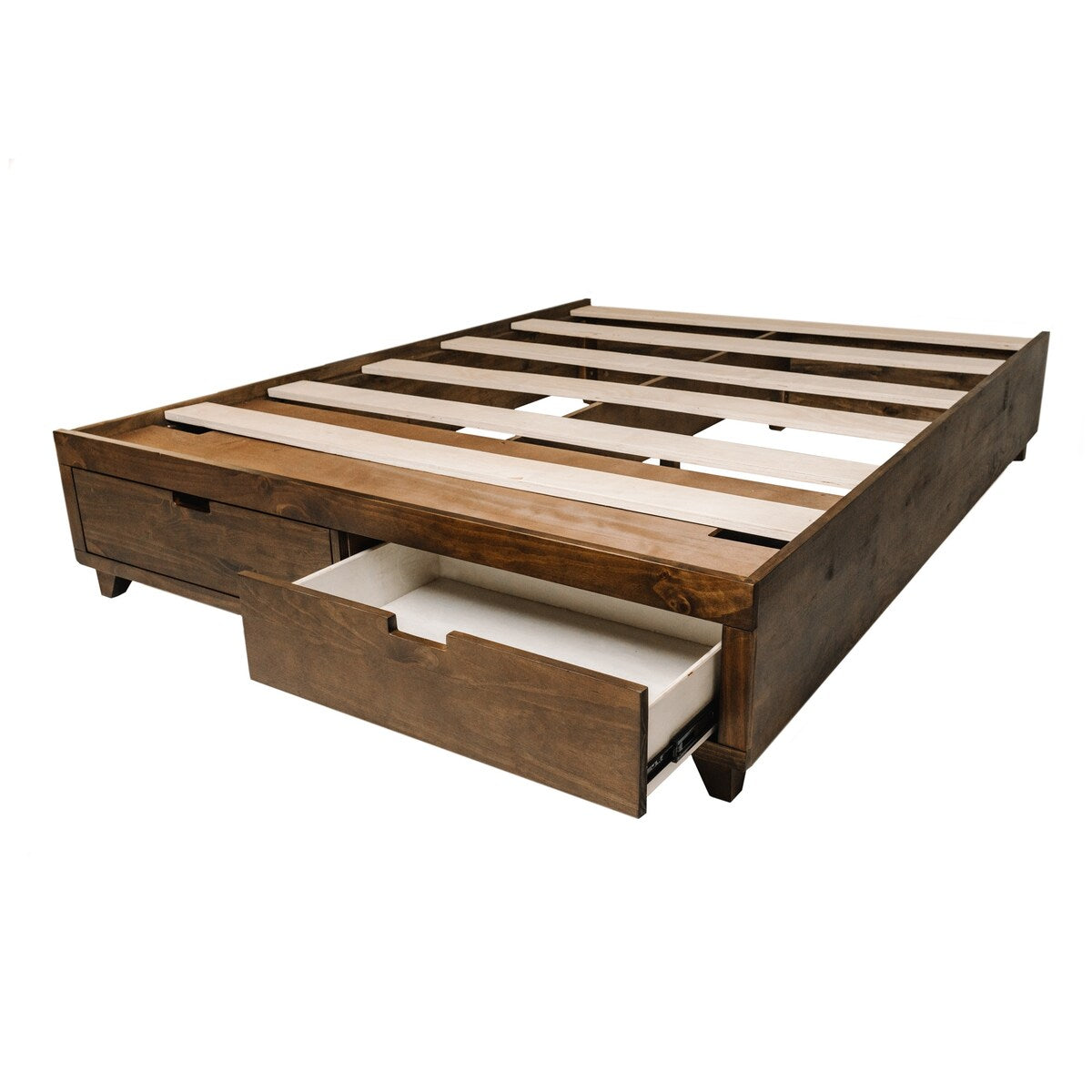 Kotter Home Solid Wood Walnut Platform Storage Bed