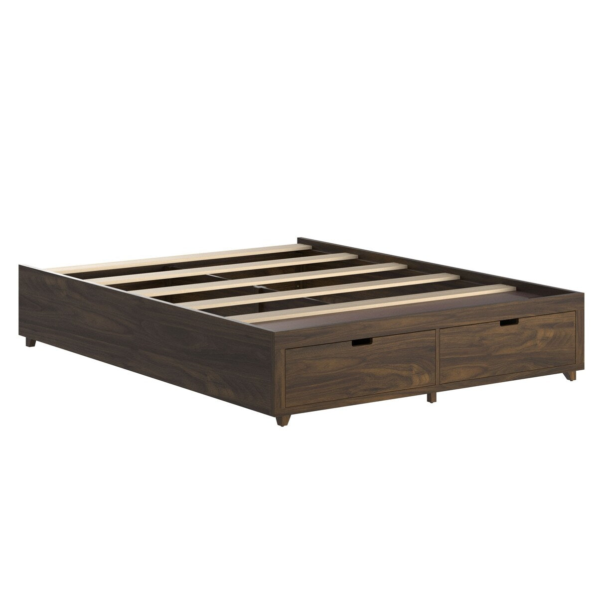 Kotter Home Solid Wood Walnut Platform Storage Bed