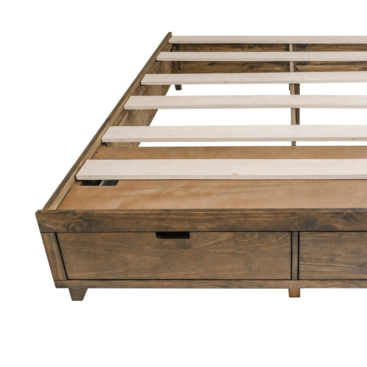 Kotter Home Solid Wood Walnut Platform Storage Bed