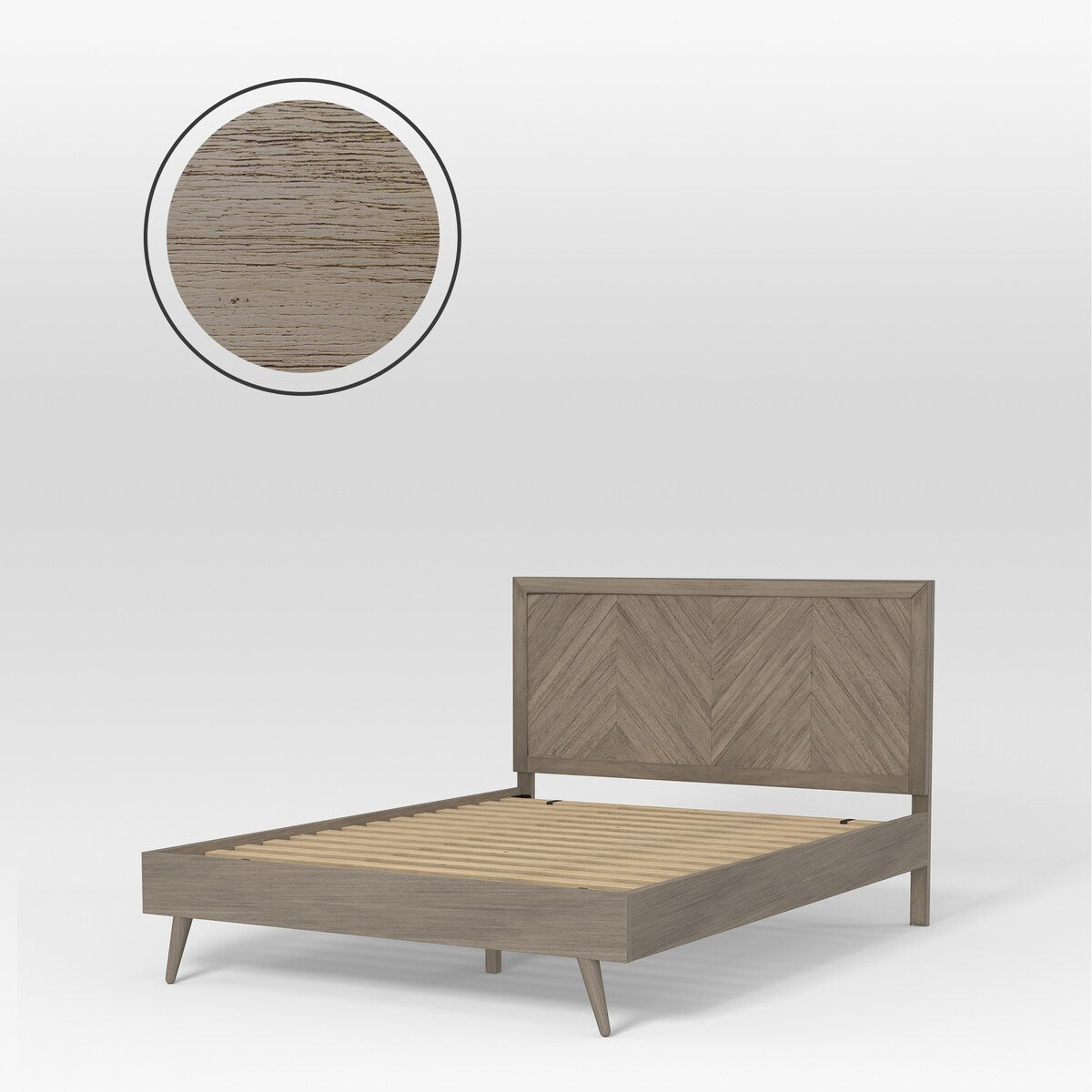 Kotter Home Wood Chevron Bed Frame with Headboard