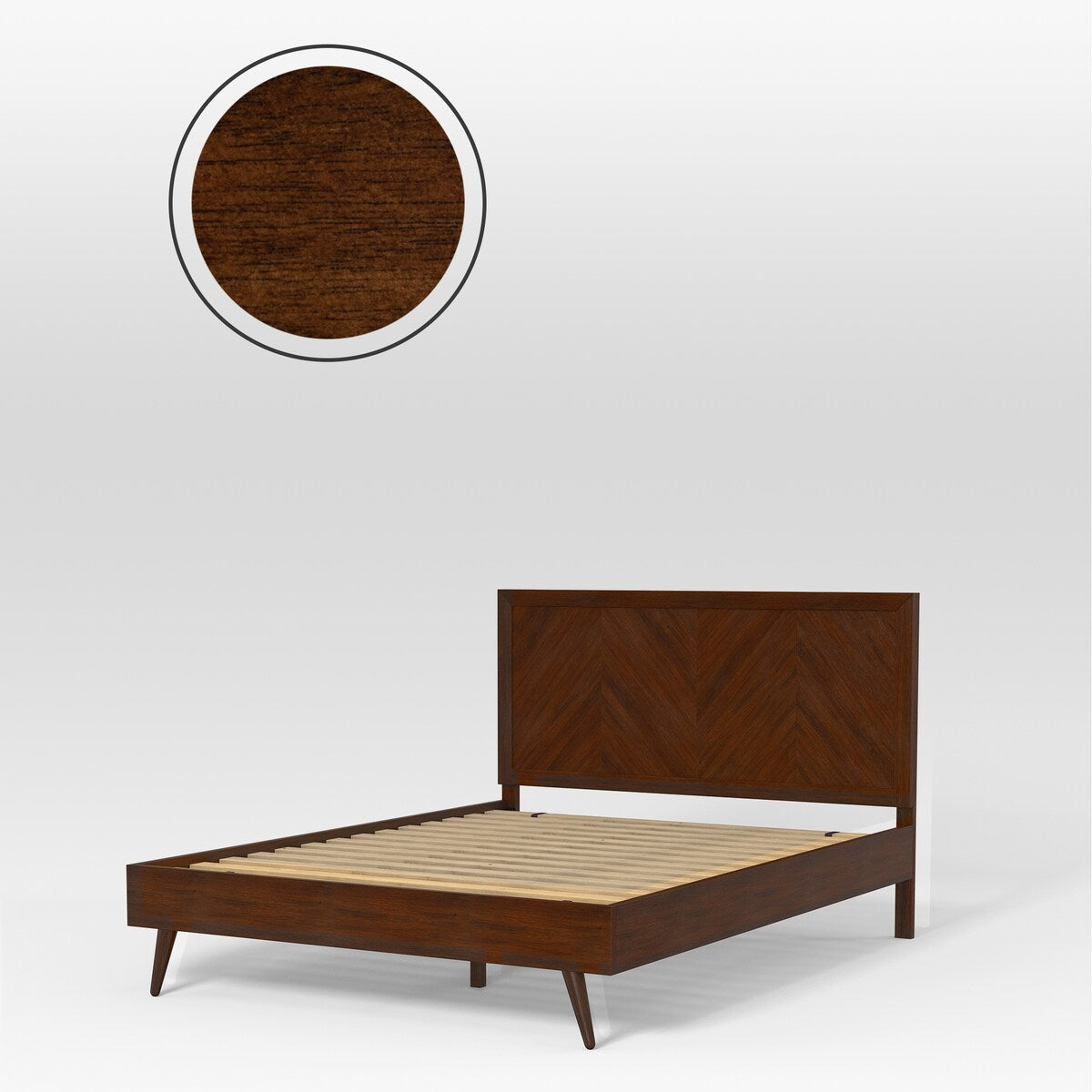 Kotter Home Wood Chevron Bed Frame with Headboard