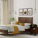 Kotter Home Wood Chevron Bed Frame with Headboard