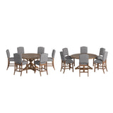 Krakova X-Base Round Table With Premium Tufted Nailhead Upholstered Chairs Set