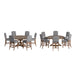 Krakova X-Base Round Table With Premium Tufted Nailhead Upholstered Chairs Set