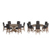 Krakova X-Base Round Table With Premium Tufted Nailhead Upholstered Chairs Set
