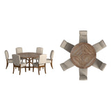 Krakova X-Base Round Table With Premium Tufted Nailhead Upholstered Chairs Set