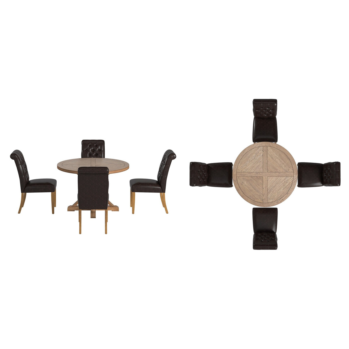 Krakova X-Base Round Table With Premium Tufted Rolled Back Parsons Chairs Set