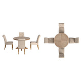 Krakova X-Base Round Table With Premium Tufted Rolled Back Parsons Chairs Set