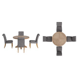 Krakova X-Base Round Table With Premium Tufted Rolled Back Parsons Chairs Set