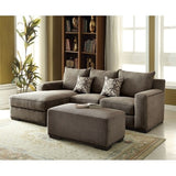 Kretinga Sectional with Matching Ottoman & Pillow in Brown Fabric
