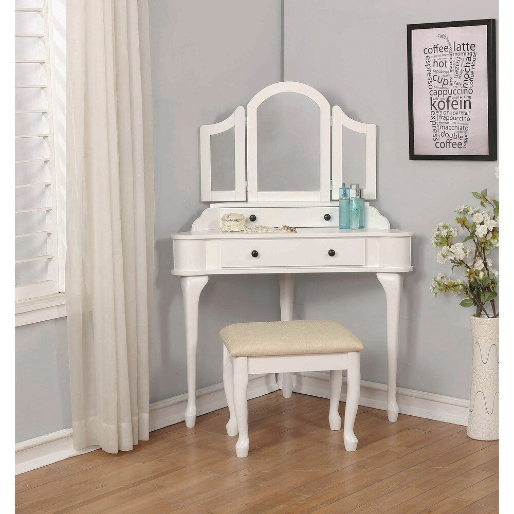 Kristen White and Cream 2-piece Vanity Set