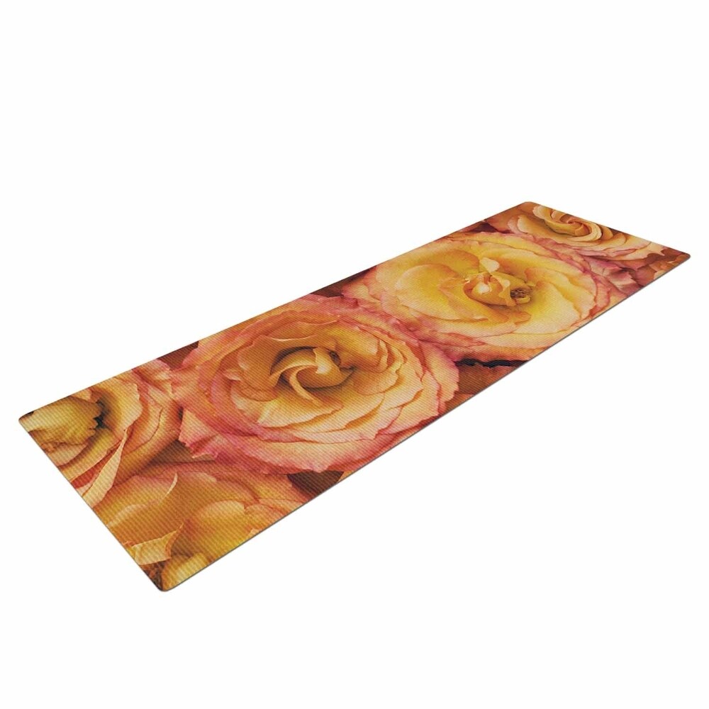 Kristi Jackson "Bed Of Roses" Coral Pink Yoga Mat - Orange