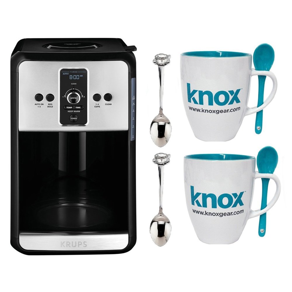 Krups Savoy Turbo EC411 12-Cup Programmable Coffee Maker + Mug and Spoon Set