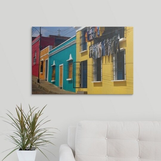 Krzysztof Dydynski Premium Thick-Wrap Canvas entitled Colorful buildings, Ciudad Bolivar, Venezuela
