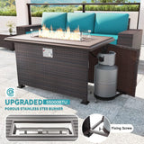 Delnavik 13 Pieces Outdoor Patio Furniture Set with Fire Pit Table w/ Wide Armrests