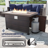 Kullavik 13 Pieces Outdoor Patio Furniture Set with Fire Pit Table