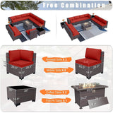 Kullavik 13 Pieces Outdoor Patio Furniture Set with Fire Pit Table