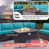 Kullavik 14 Pieces Outdoor Patio Furniture Set with Fire Pit Table