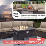 Kullavik 14 Pieces Outdoor Patio Furniture Set with Fire Pit Table
