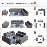 Kullavik 14 Pieces Outdoor Patio Furniture Set with Fire Pit Table