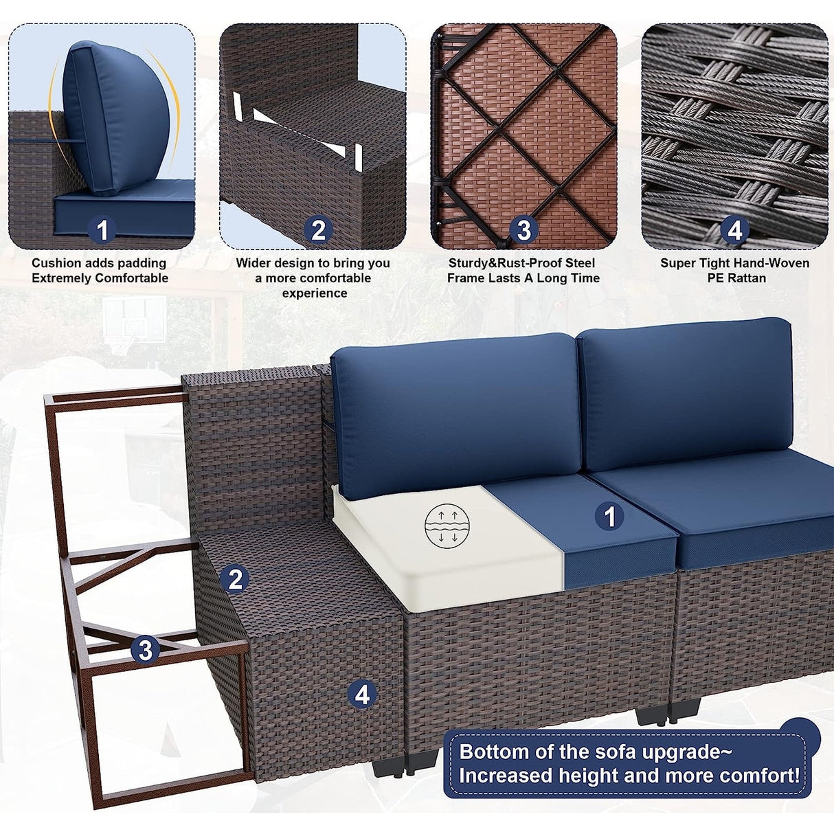 Kullavik 14 Pieces Outdoor Patio Furniture Set with Fire Pit Table