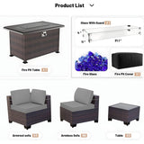 Kullavik 15 Pieces Outdoor Patio Furniture Set with Fire Pit Table