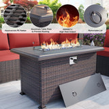 Delnavik 7 Pieces Rattan Outdoor Patio Furniture Sofa Set with Firepit - 7 pcs