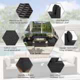 Delnavik 7 Pieces Rattan Outdoor Patio Furniture Sofa Set with Firepit - 7 pcs
