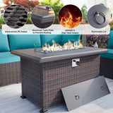 Delnavik 7 Pieces Rattan Outdoor Patio Furniture Sofa Set with Firepit - 7 pcs
