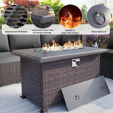 Delnavik 7 Pieces Rattan Outdoor Patio Furniture Sofa Set with Firepit - 7 pcs