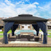 Kullavik Hardtop Gazebo w/ Galvanized Steel Roof & Aluminum Frame, New Outdoor Canopy w/ Mosquito Net & Curtain, Patio Pergola