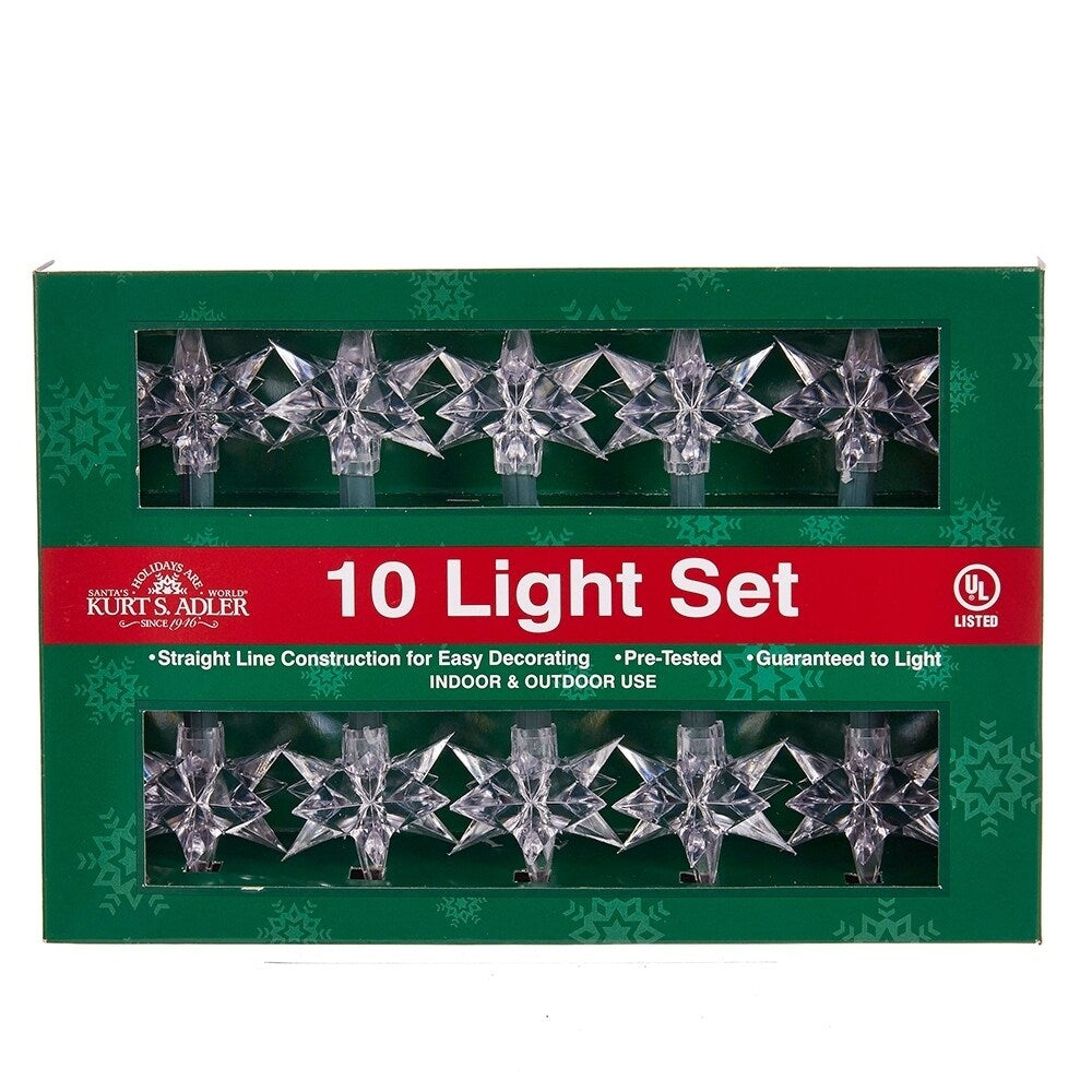 Kurt Adler 10-Light Green/Clear Diamond Star Light Set