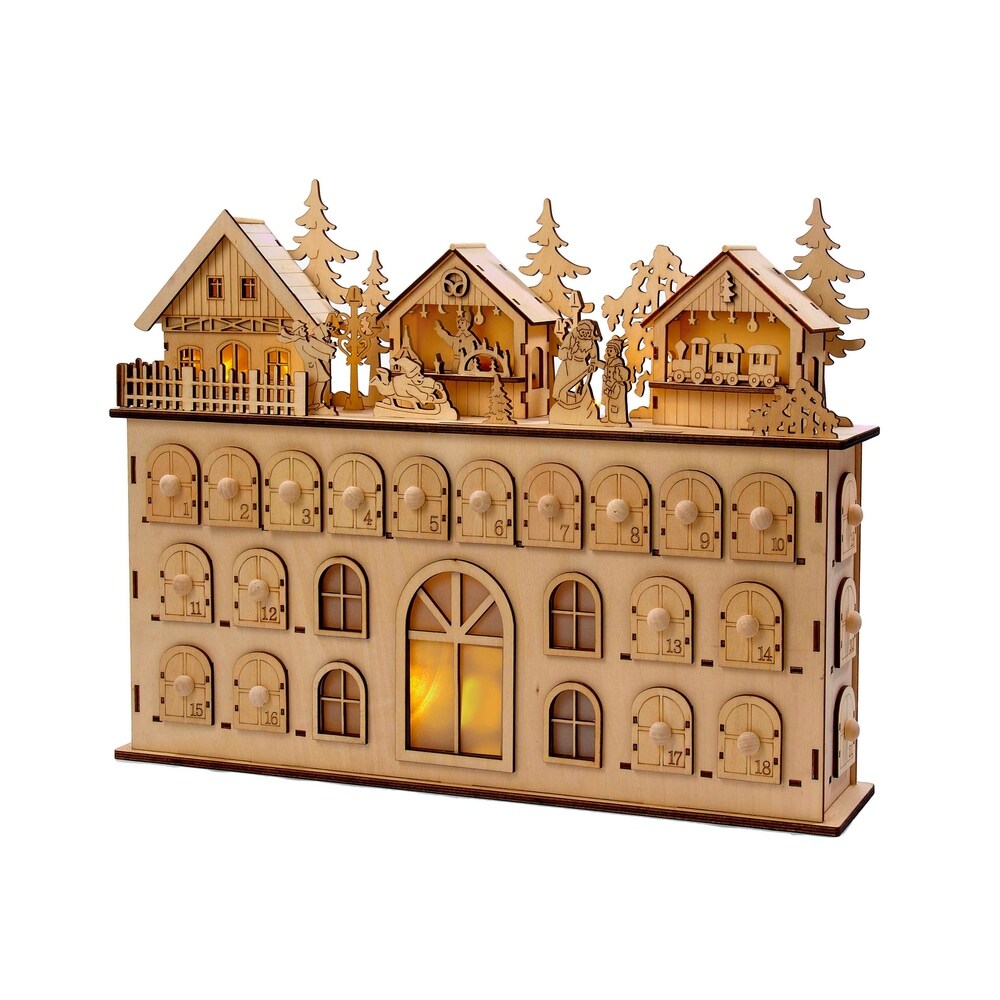 Kurt Adler 13-Inch LED Wooden Advent Calendar Decoration