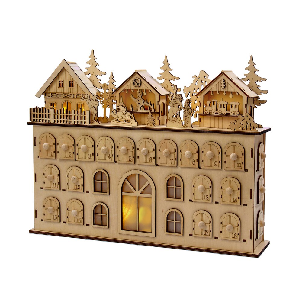 Kurt Adler 13-Inch LED Wooden Advent Calendar Decoration