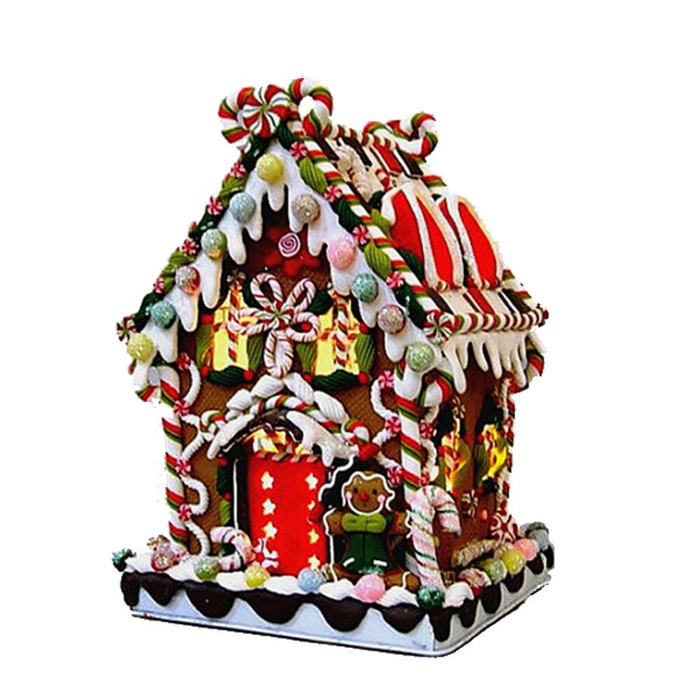 Kurt Adler 8 5/8-Inch Claydough and Metal Candy House with C7 UL Lighted Decorations - 8.625"