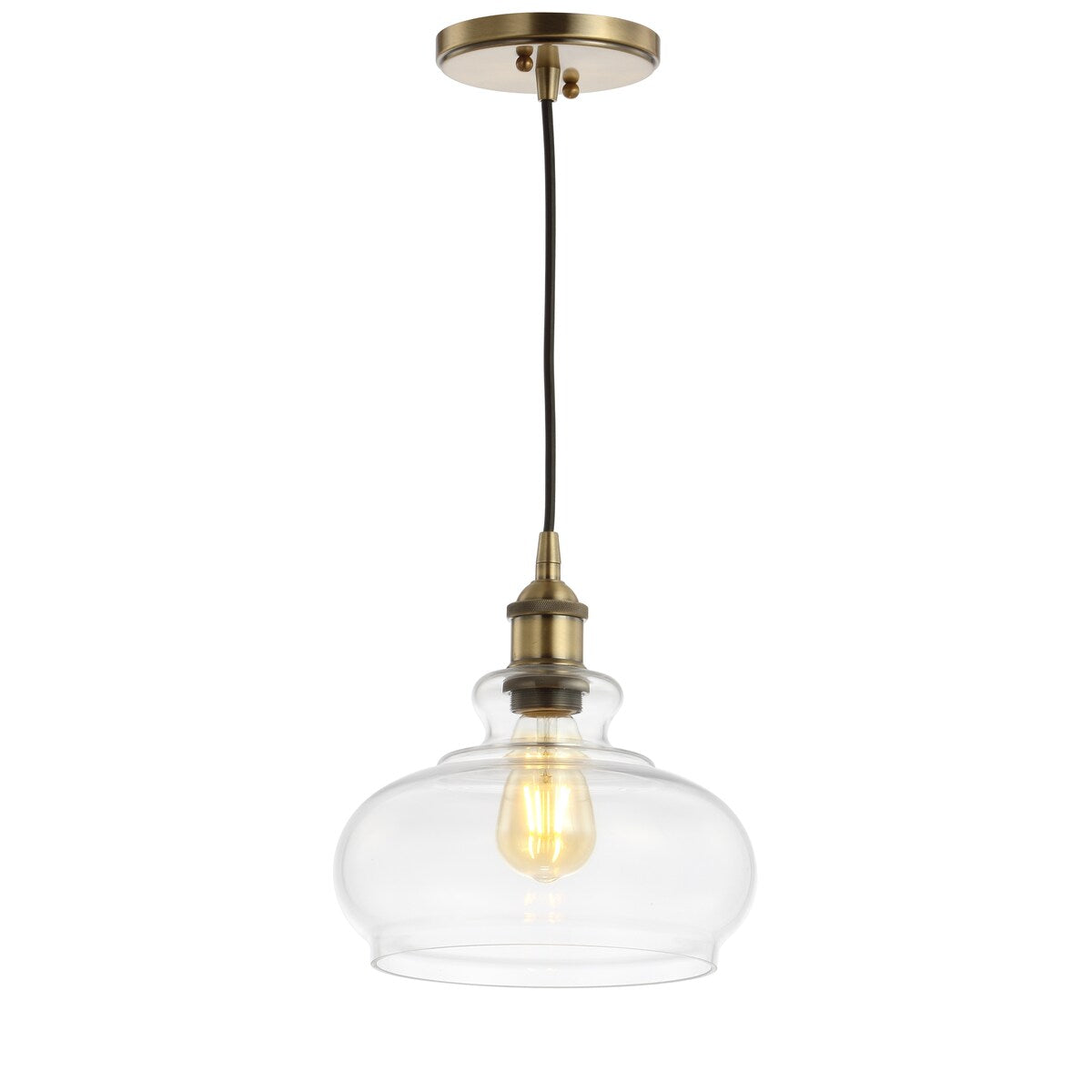 Kurtz 9.5" Pharmacy Metal/Glass LED Pendant, Chrome by JONATHAN Y