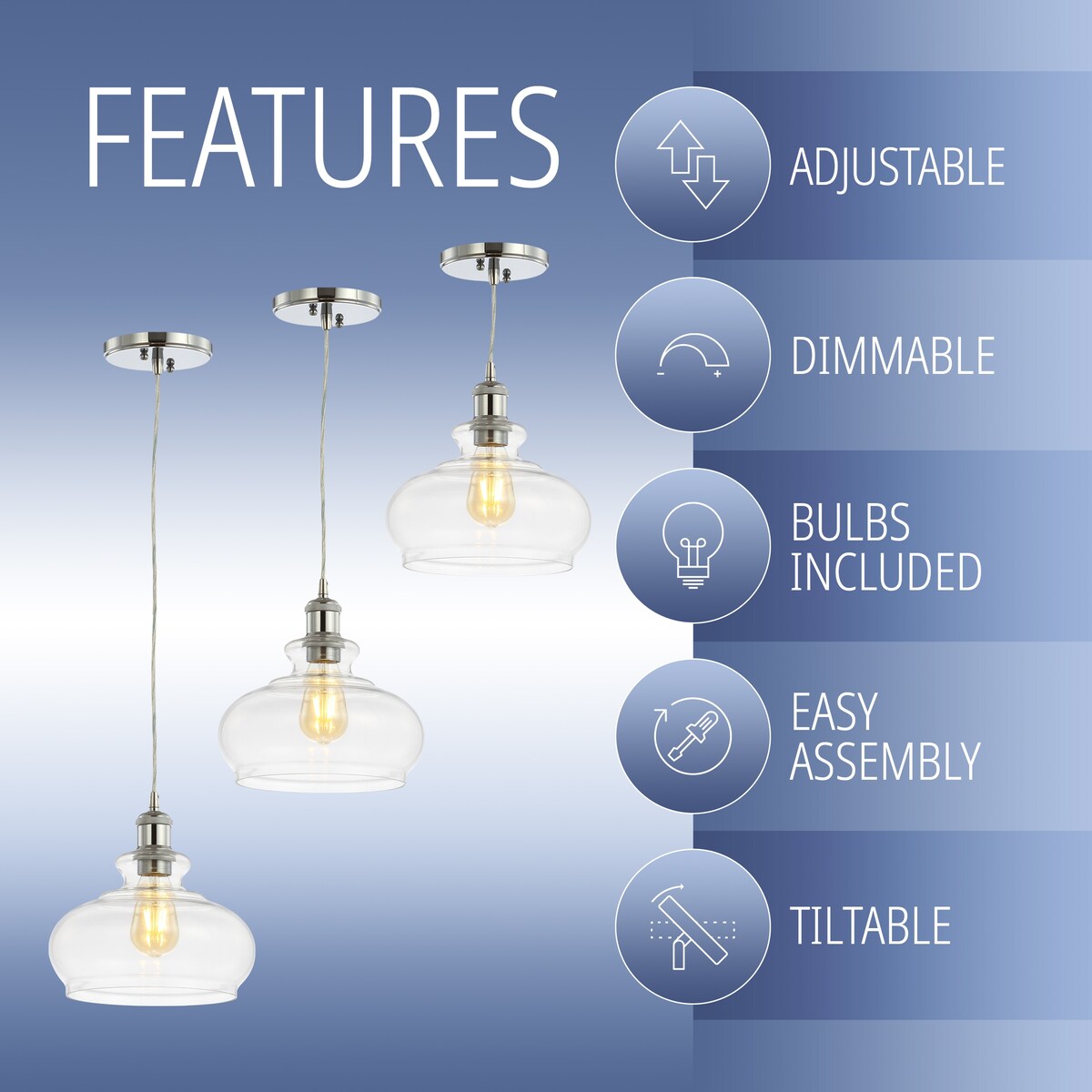 Kurtz 9.5" Pharmacy Metal/Glass LED Pendant, Chrome by JONATHAN Y