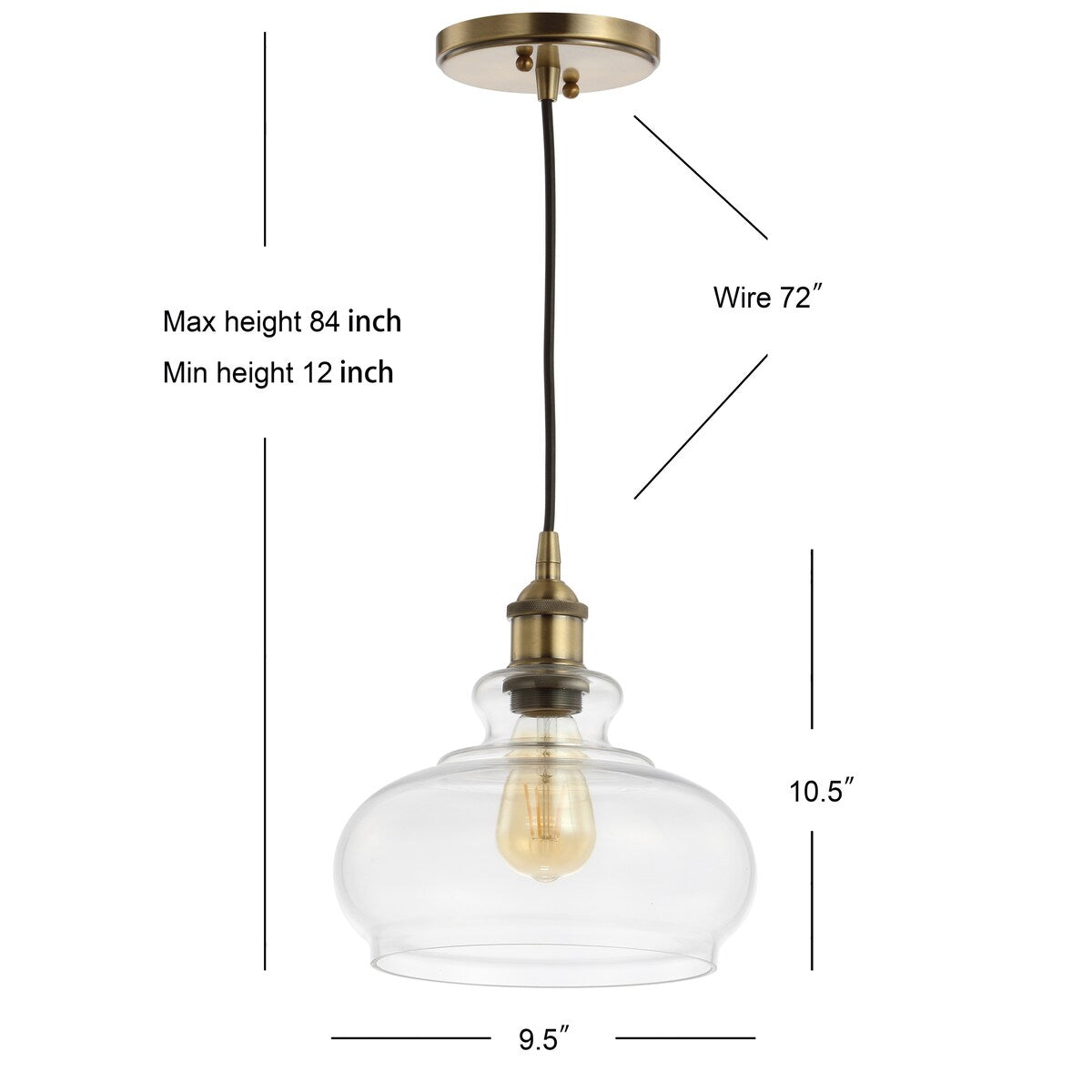 Kurtz 9.5" Pharmacy Metal/Glass LED Pendant, Chrome by JONATHAN Y