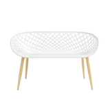 Kurv Indoor/Outdoor Bench, White/Natural, Weather Resistant