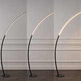 Kyle 68" Contemporary Minimalist Metal Arc Dimmable Integrated LED Floor Lamp, Black, by JONATHAN Y