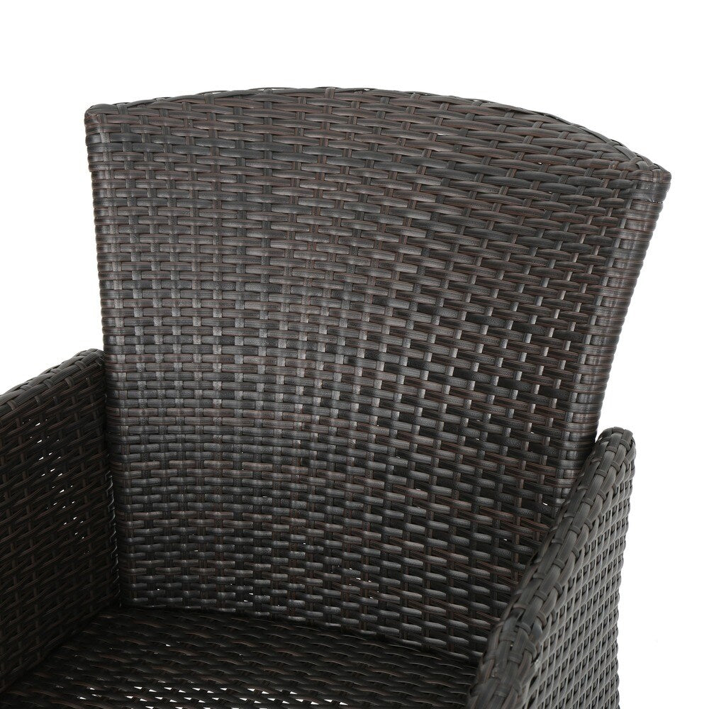 Kylon Outdoor 7-Piece Rectangle Foldable Wicker Dining Set with Umbrella Hole by Christopher Knight Home