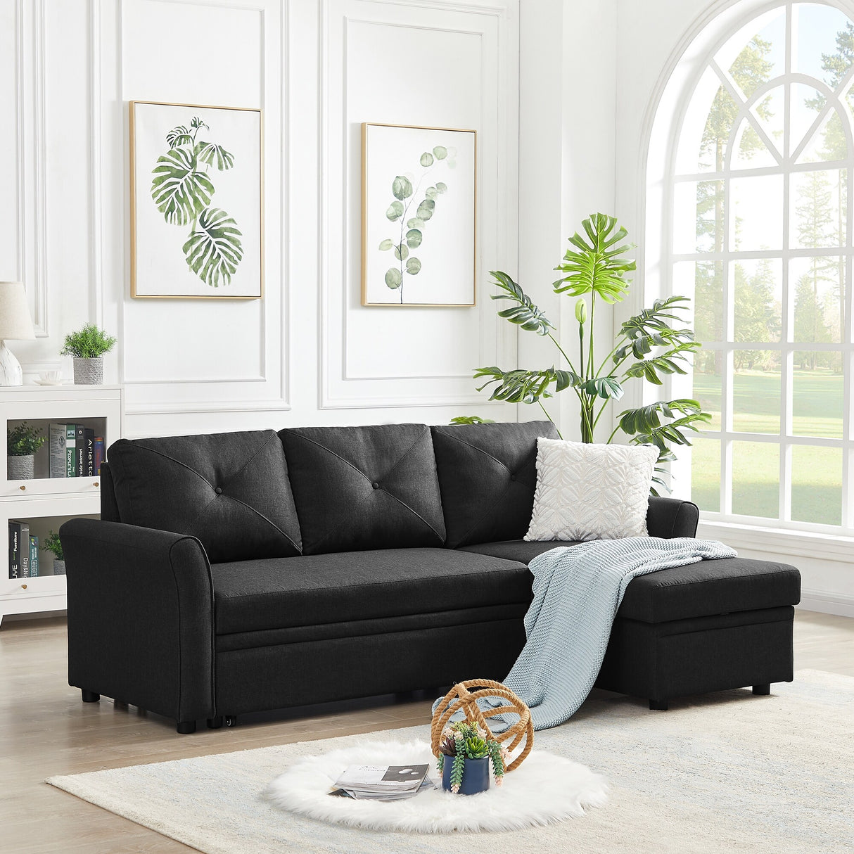 Modern L-Shape 3 Seat Sectional Sofa with Storage